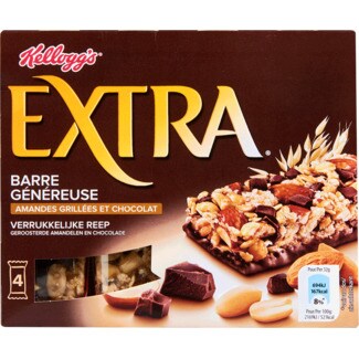 Kellogg's Barras de Cereais Extra com Amêndoas Torradas e Chocolate Pack 4 embalagem 32 g