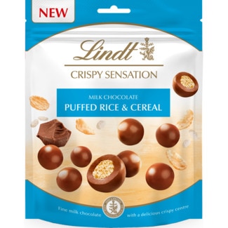 Bombons de Chocolate de Leite com Arroz Tufado e Cereais Sensation Crispy embalagem 150 g - Lindt