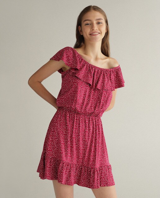 Vestido con volante y hombros descubiertos · Green Coast · El Corte Inglés
