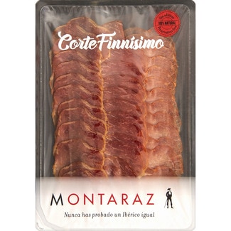 lomo de cebo de campo ibérico 50% raza ibérico corte finnísimo en lonchas envase 80 g - Montaraz