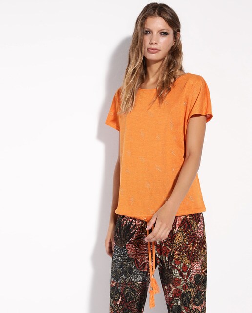 Camiseta de mujer con estampado metaliza