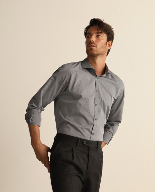 Camisa de vestir de hombre regular lisa gris · Dustin · El Corte Inglés