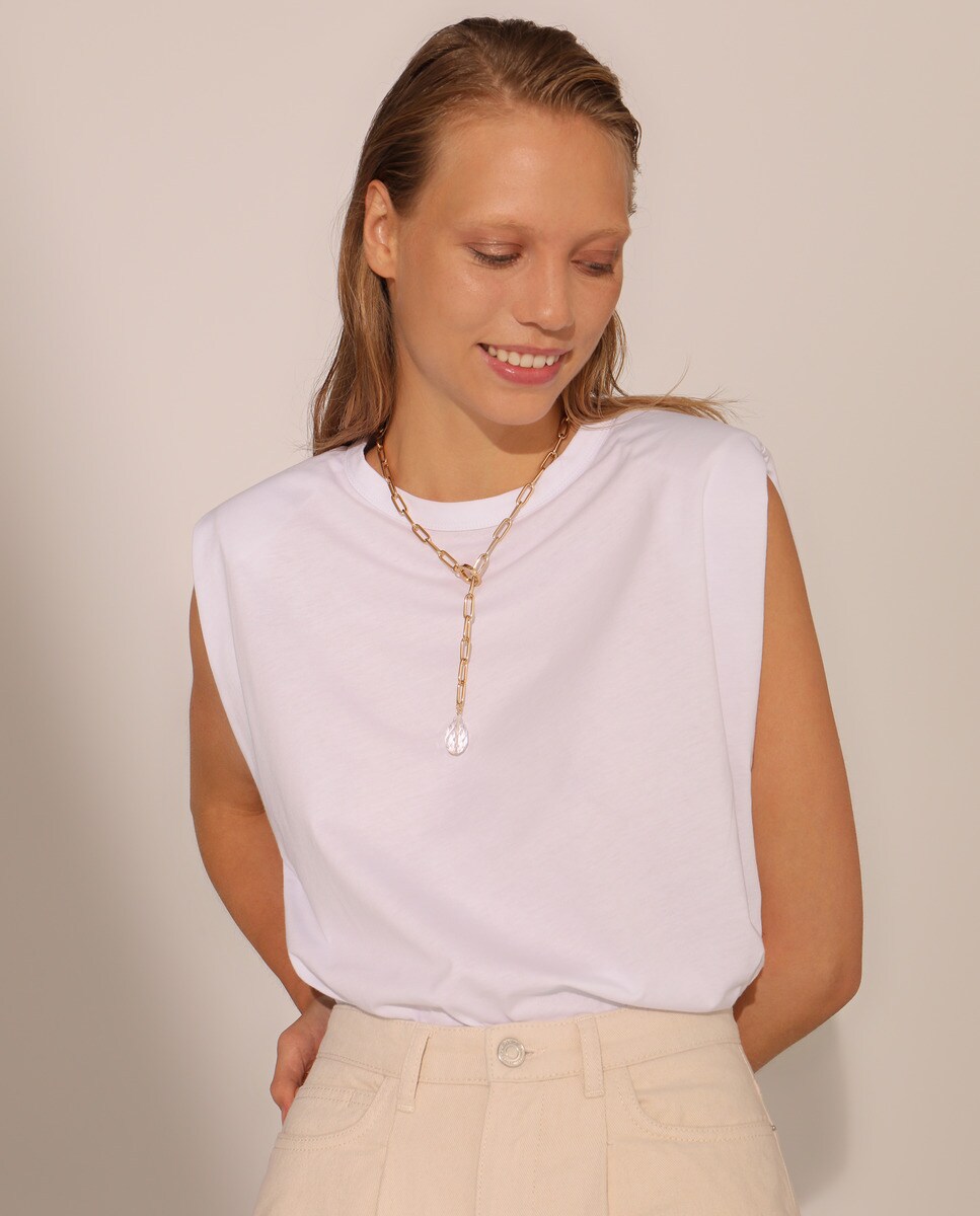 Camiseta de mujer lisa con hombreras