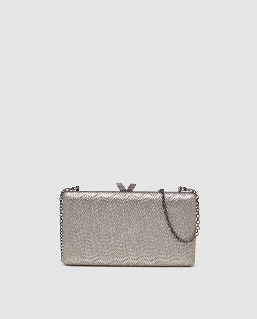 Clutch de fiesta El Corte Inglés en gris metalizado con cierre en V · El Corte  Inglés
