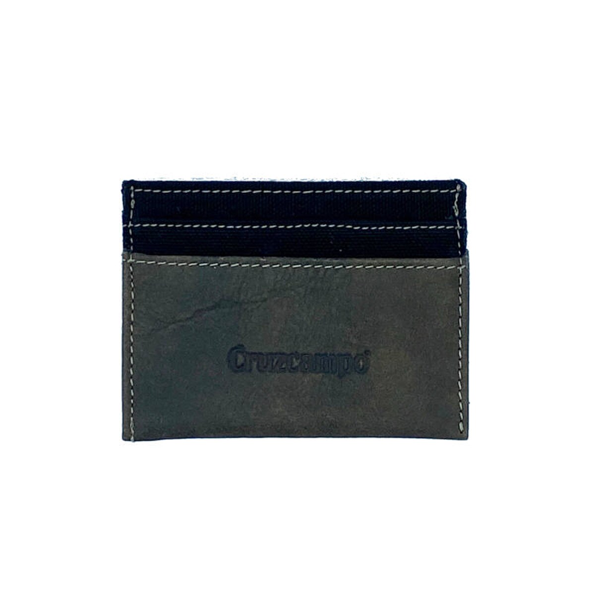 Cruzcampo - Tarjetero Lona Y Piel Negro Y Marrón