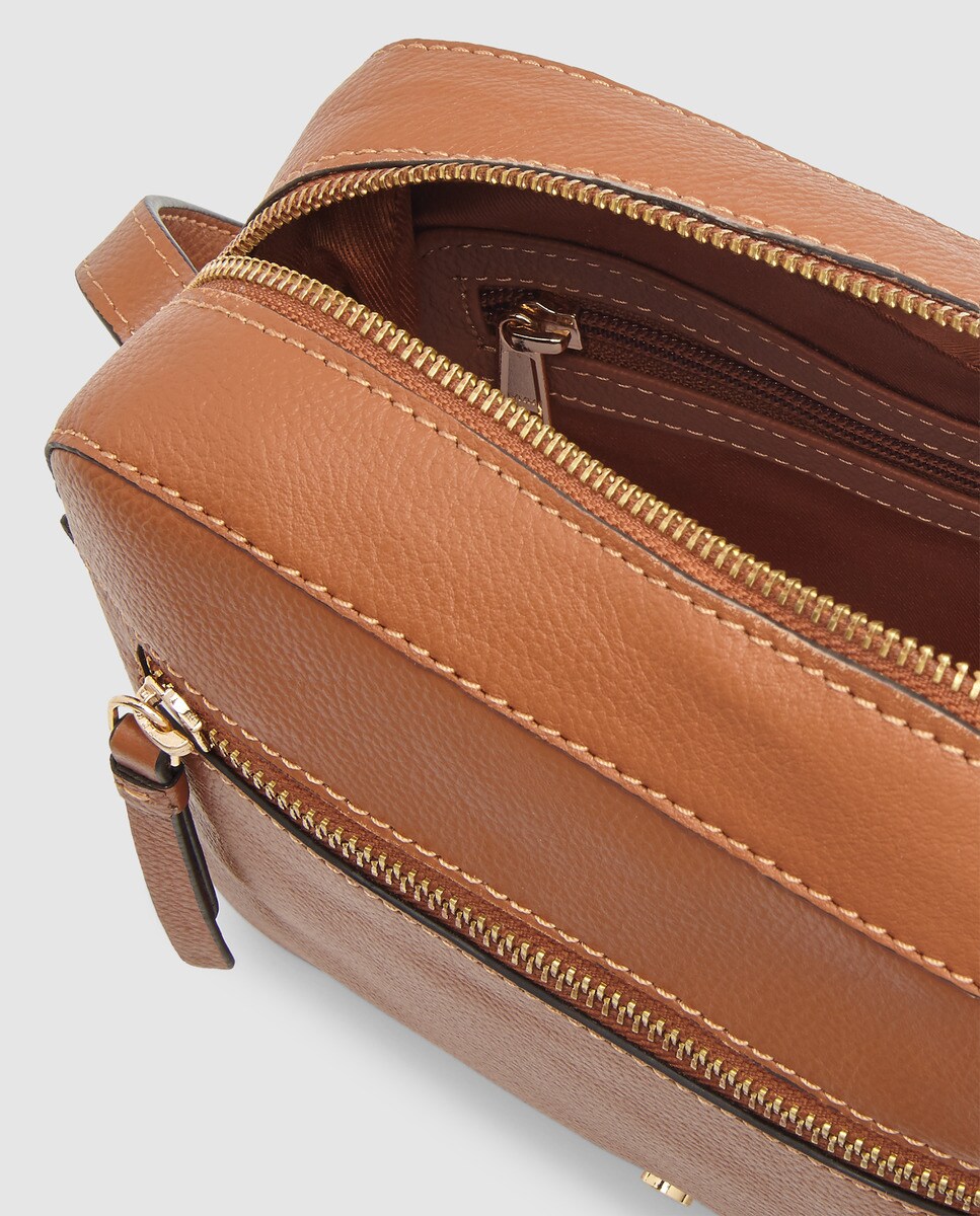 Bandolera pequeña de mujer El Corte Inglés de piel en marrón con