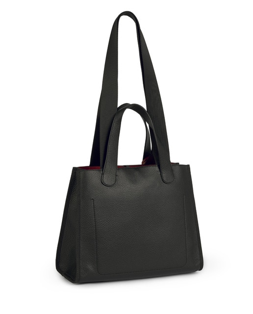 Bolso de mano mediano Tous Leissa de piel vacuna en negro con logotipo  troquelado · Tous · El Corte Inglés