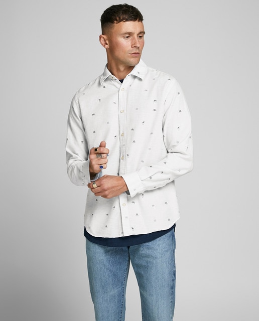 Camisa de hombre slim estampada multicol