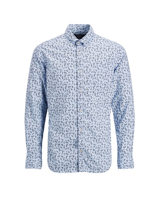 Camisa de hombre slim estampada azul