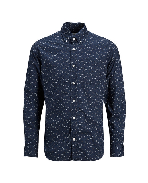 Camisa de hombre slim estampada azul