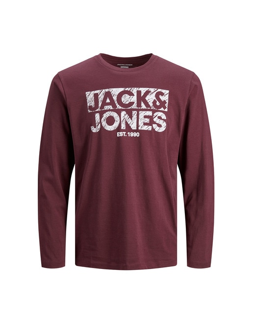 Camiseta de hombre burdeos de manga larg