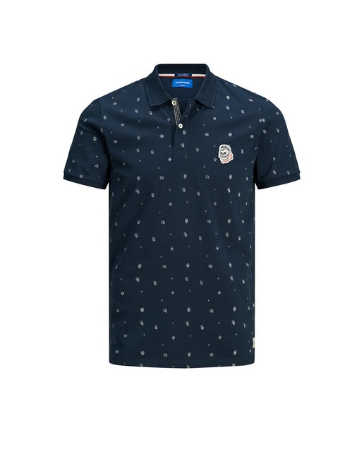 Polo de hombre slim azul de manga corta