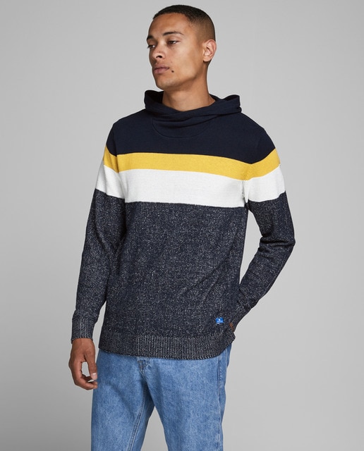 Jersey de hombre azul con capucha