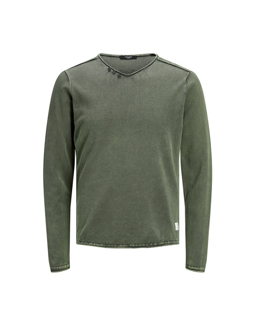 Jersey de hombre verde con el cuello de 