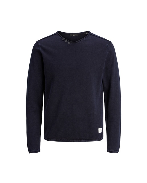 Jersey de hombre azul con el cuello de p
