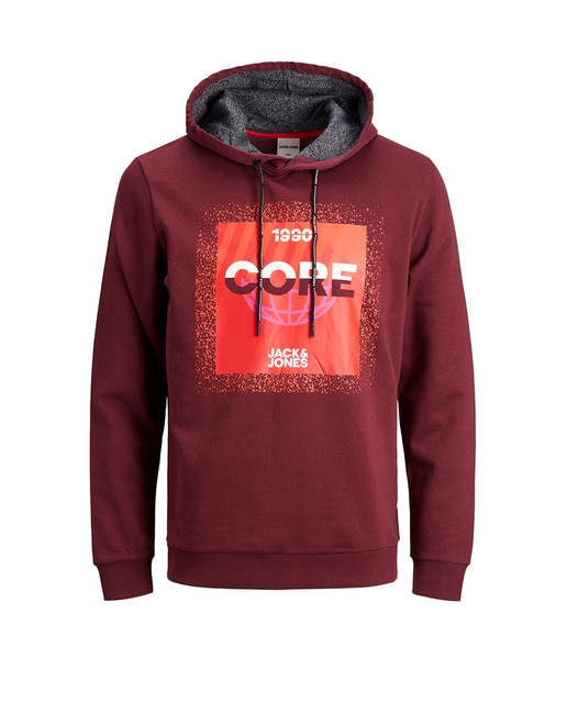 Sudadera de hombre granate con capucha