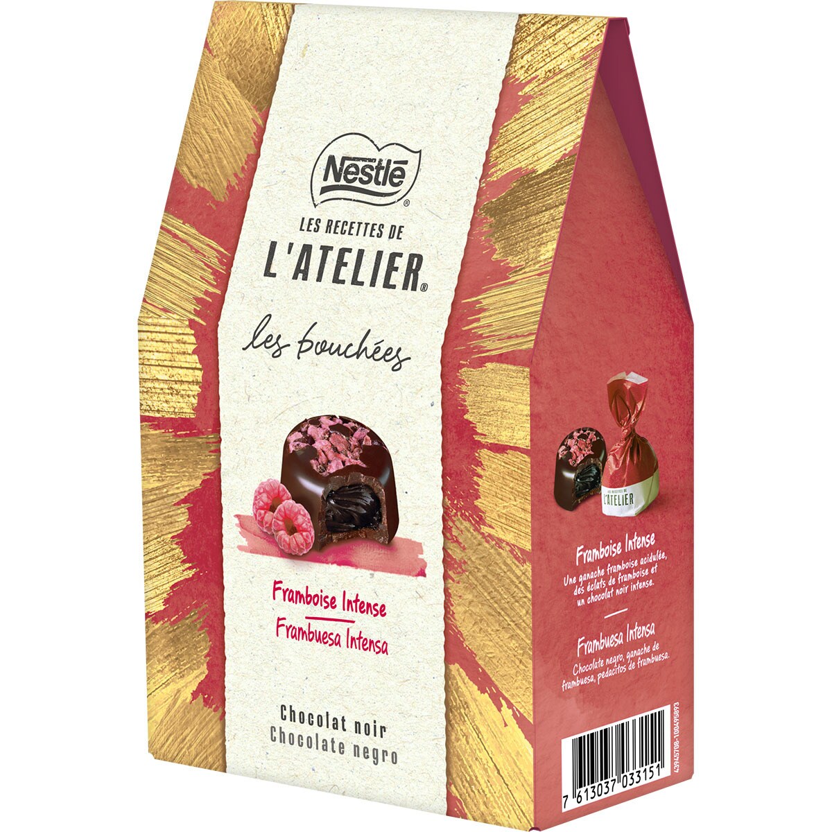 Les Bouchées bombones de chocolate negro y frambuesa intensa estuche 158 g