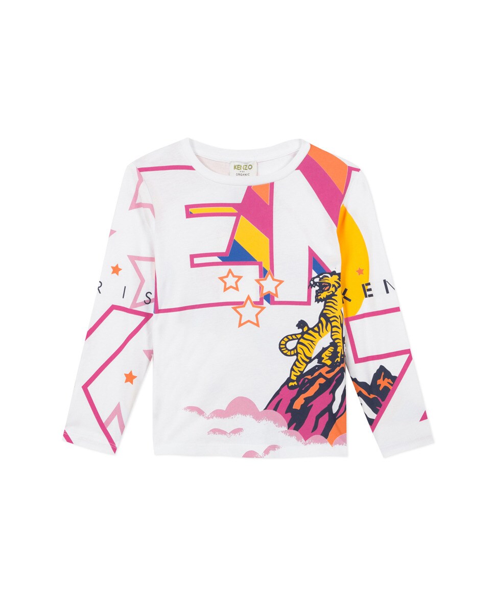 Kenzo Kids - Camiseta De Niña Cruda Estampado Tigre