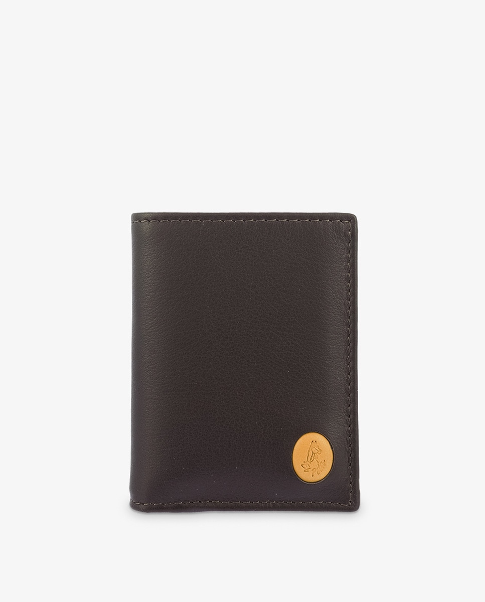 Portefeuille vertical antivol foncé avec portemonnaie