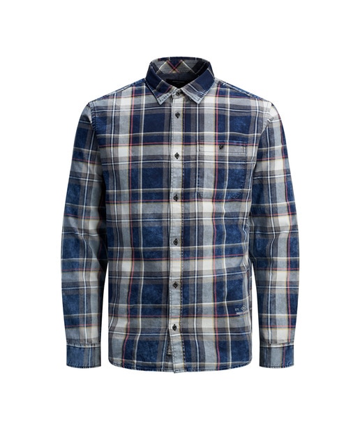 Camisa de hombre regular de cuadros azul