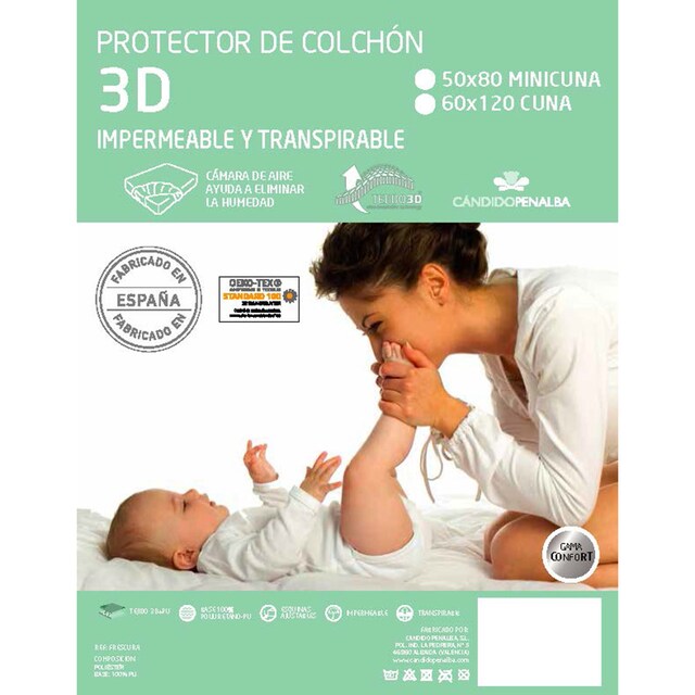 Imagen 0 de Protector para Colchón de Minicuna (50 x 80 cm.) Cándido Peñalva 3D impermeable blanco