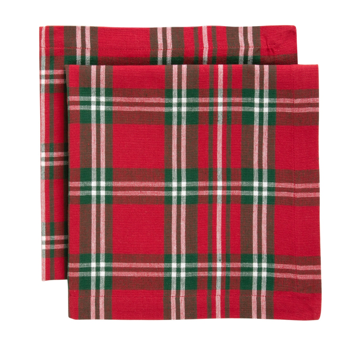 Set 2 servilletas algodón sostenible Tartán El Corte Inglés Rojo-1