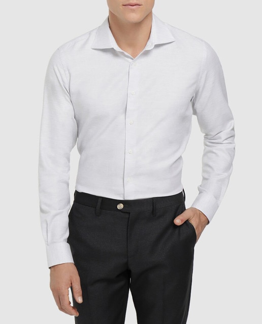 Imagen 0 de Camisa de hombre regular de rayas gris