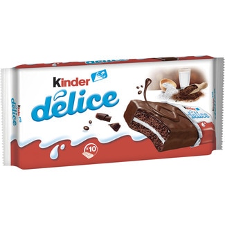bizcocho con leche y cobertura de chocolate 10 unidades estuche 390 g - Kinder Delice