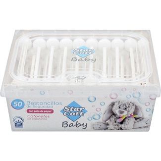 Baby bastoncillos de seguridad con palo de papel caja 50 unidades - Star Cott