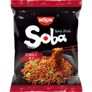 Nissin Soba Noodles Chilli embalagem 111 g