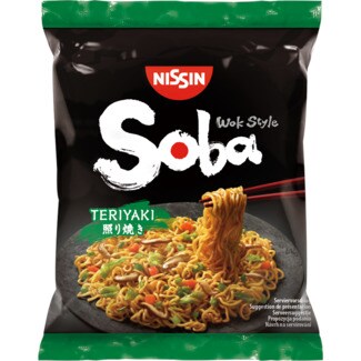 Nissin Soba Noodles Teriyaki embalagem 110 g