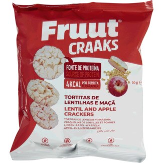 Fruut Craaks Tortitas de Lentilhas e Maçã embalagem 20 g