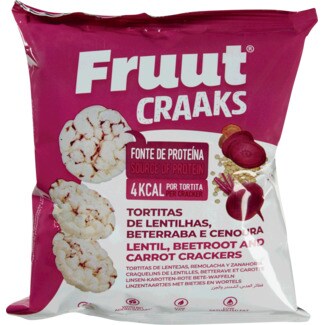 Fruut Craaks Tortitas de Lentilhas, Beterraba e Cenoura embalagem 20 g