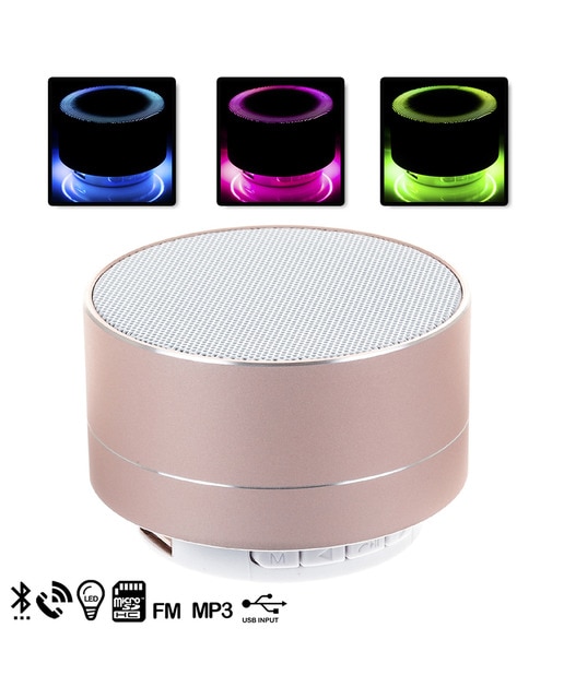 Imagen 0 de Altavoz bluetooth metálico con manos libres y luz led