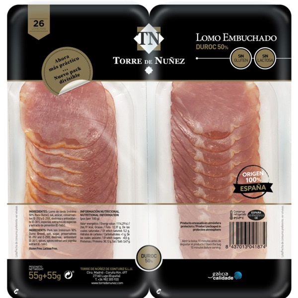 Lombo Duroc em Fatias sem Glúten e sem Lactose unidade 110 g