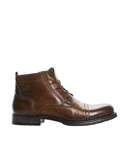 Imagen 0 de Botas de hombre Jack & Jones de piel marrón con cremallera