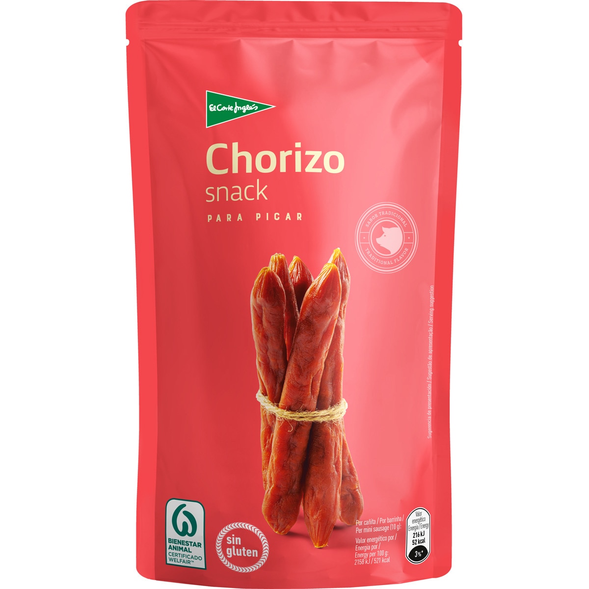 snack de chorizo para picar sin gluten bolsa 50 g