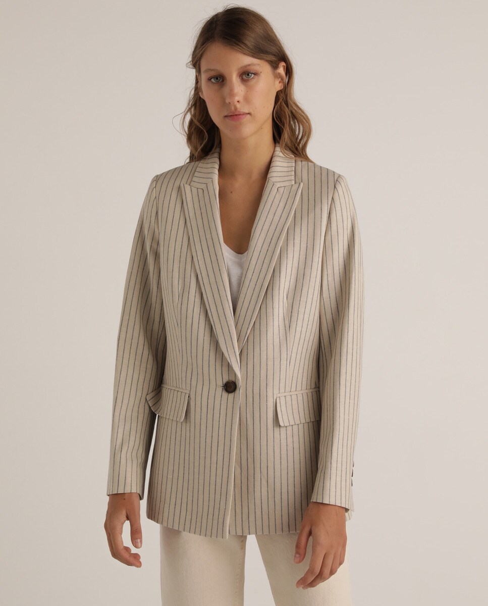 Esprit Collection - Blazer De Mujer Rayas Con Lino