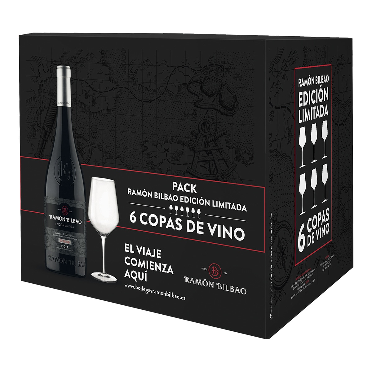 Ramon Bilbao - Caja Vino Tinto Ramón Bilbao Edición Limitada Con 6 Copas Rioja