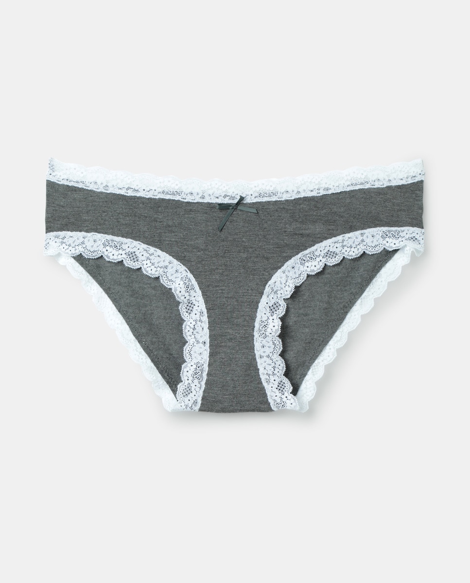 Braga de mujer gris con encaje Gris-3