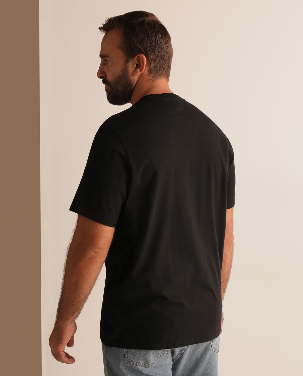 T-shirt preta de homem de manga curta tamanhos grandes Preto-7