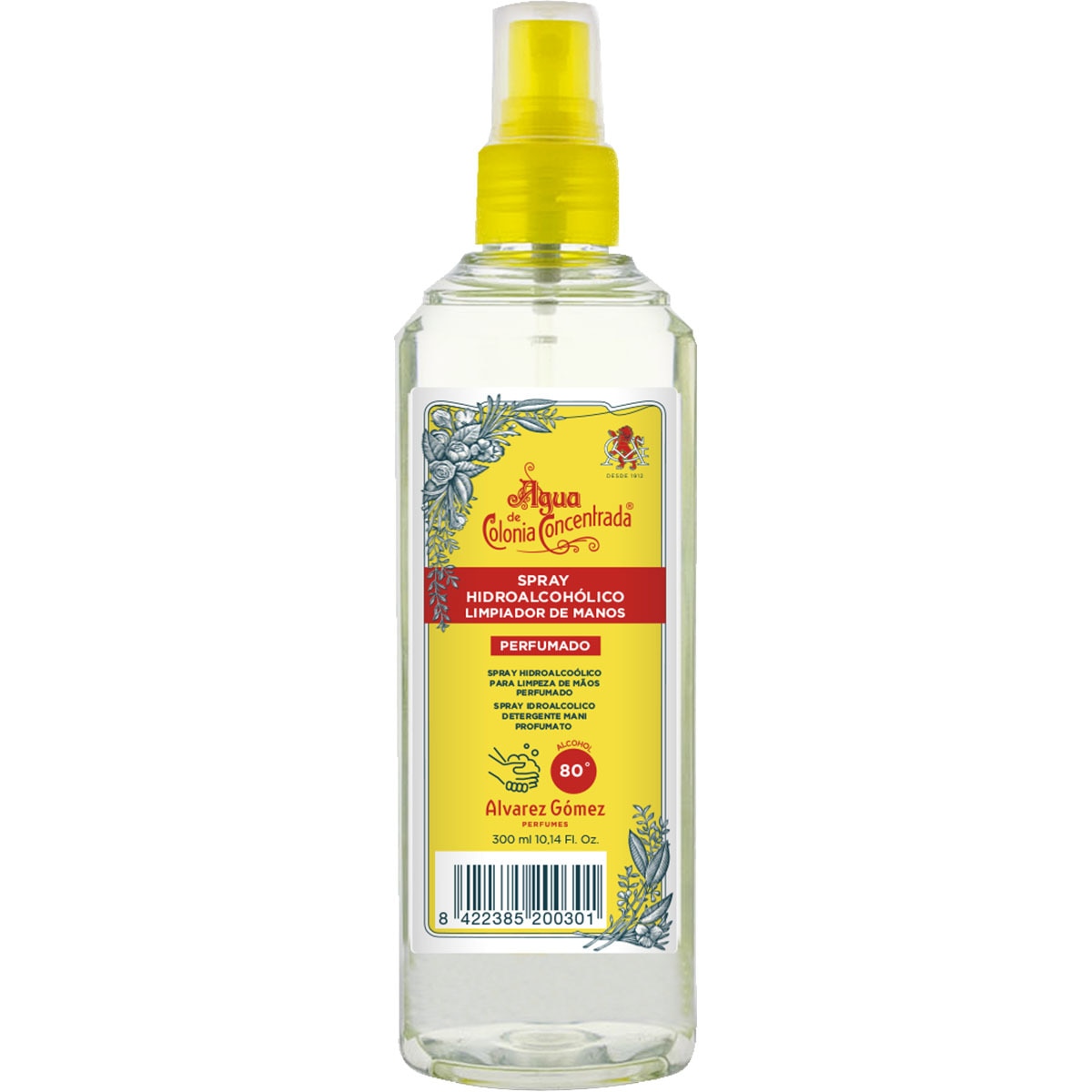 spray hidroalcohólico limpiador de manos 80º spray 300 ml