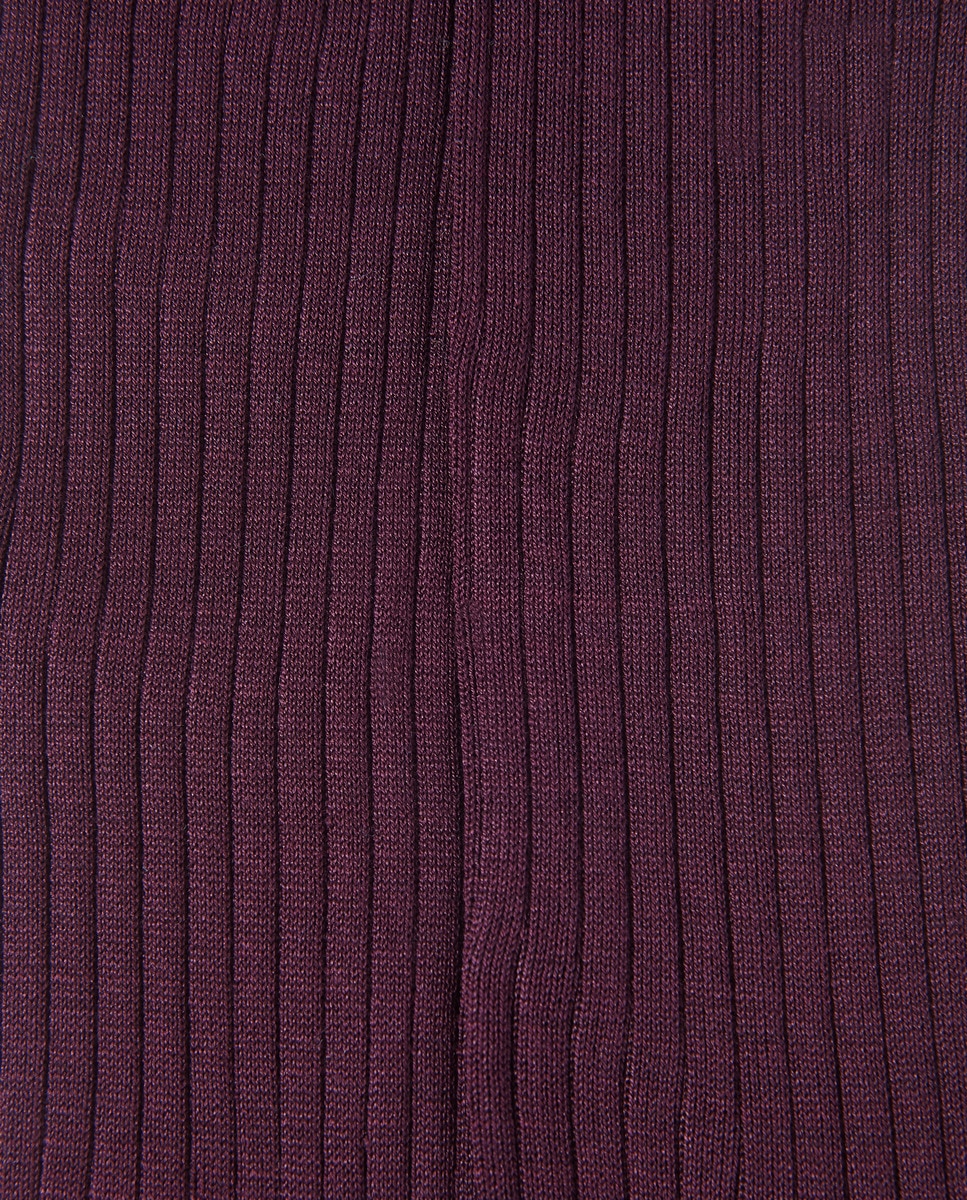 Calcetín alto hombre canalé Granate-2