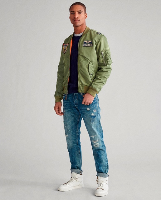 outfit bomber verde hombre
