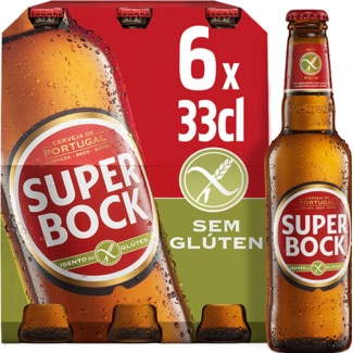 Cerveja sem Glúten Pack 6 unidades garrafa 33 cl - Super Bock