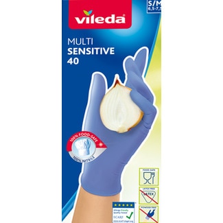 Luvas Multi Sensitive Tamanho S/M embalagem 40 unidades - Vileda