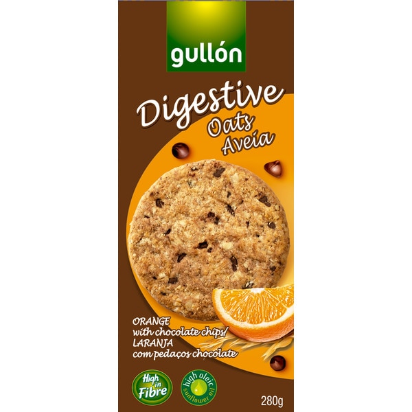 Bolachas Digestivas de Aveia e Laranja com Pepitas de Chocolate embalagem 280 g