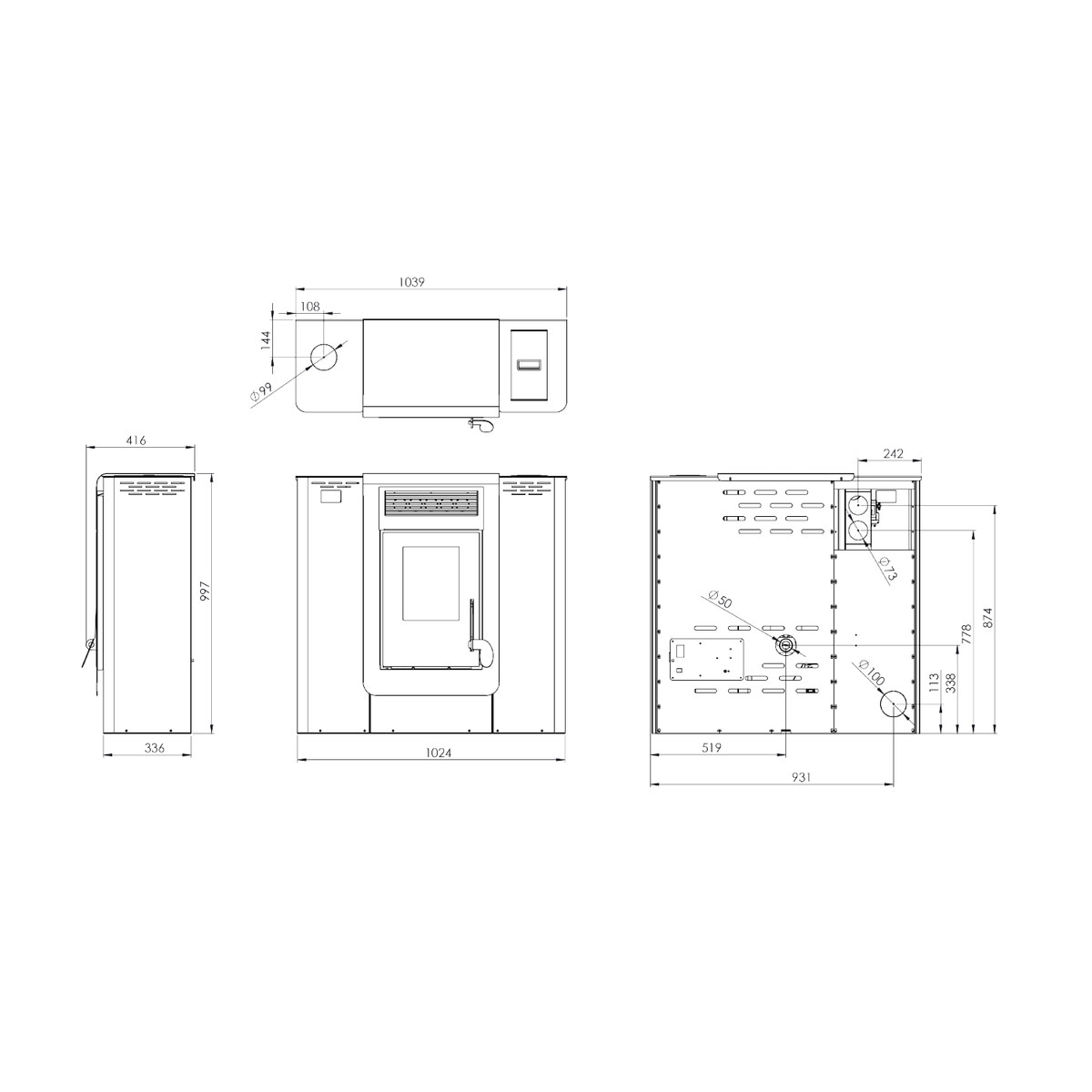 Estufa Pellets Pasillo 10 Eider Canalizable Negro / Aluminio-4