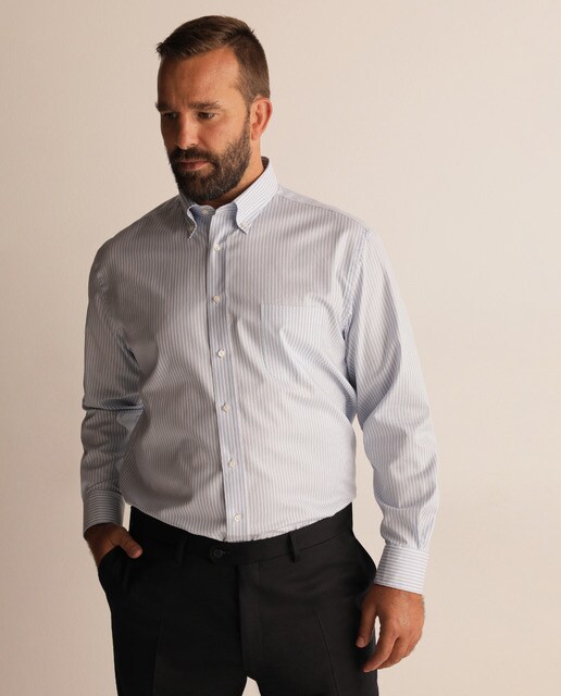 Camisa oxford de hombre regular de rayas azul tallas grandes · Mirto · El  Corte Inglés