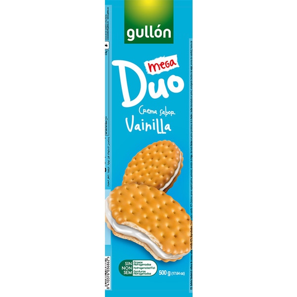 Bolachas Mega Duo com Recheio de Baunilha embalagem 500 g